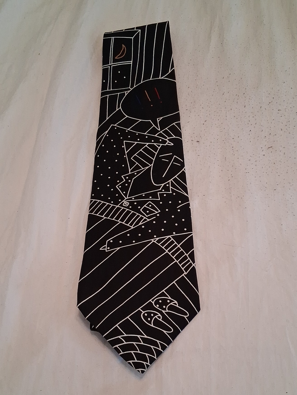 Vintage The Beatles Silk Black Graphic Pattern Men's Tie Fun and Fabulous